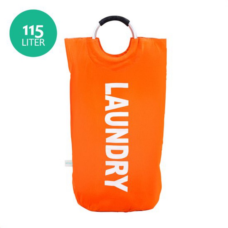 Wäschekorb – Wäschebeutel – Wäschesortierer – Wäschesäcke – Faltbarer Wäschekorb – Orange – 115 L