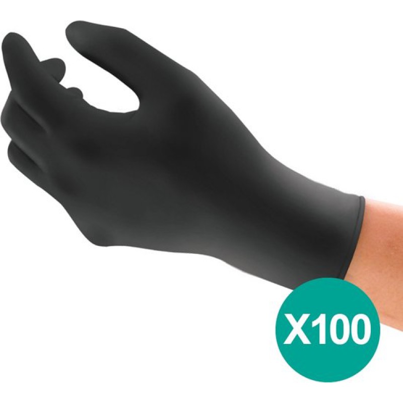 Microflex® 93-852 - Einweg-nitrilhandschuhe, Latexfrei, Puderfrei, Größe L, Schwarz, 100 Stück (0,12-0,15 Mm)