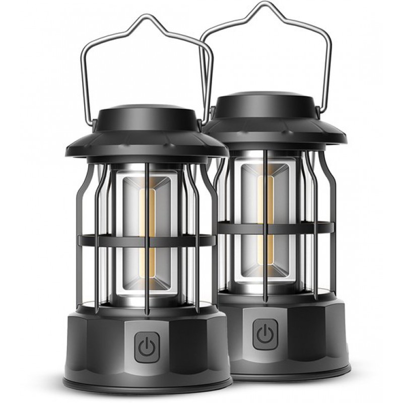 Campinglampe – 2er-pack – Campinglampe – Zeltlampe – Batteriebetrieben – Schwarz