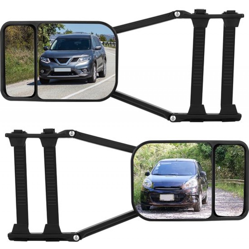 Universelle Wohnwagenspiegel – 2er-set – Verstellbare Clip-on-autospiegel – Extra Breites Sichtfeld – Pkw Und Suv – Schwarz