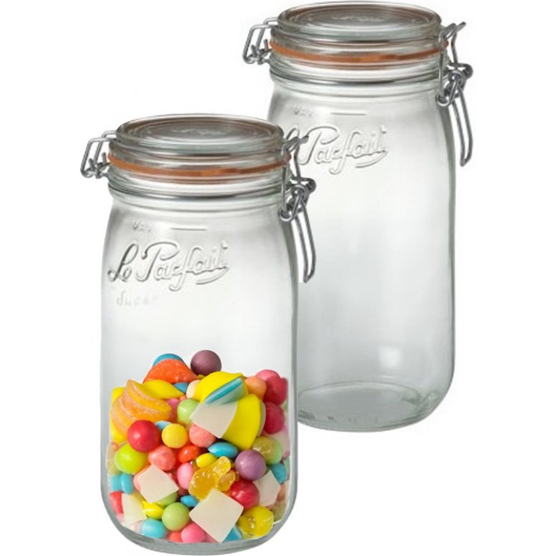 Vorratsgläser - 2x - Glas - Transparent - 22 X 10 Cm - 1,5 L