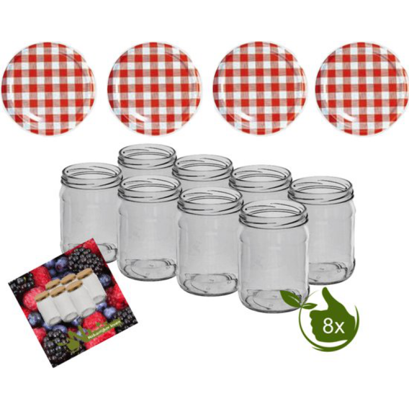 500-ml-vorratsgläser Mit Schraubverschluss (rot/weiß) – 8er-pack – 500-ml-glasbehälter