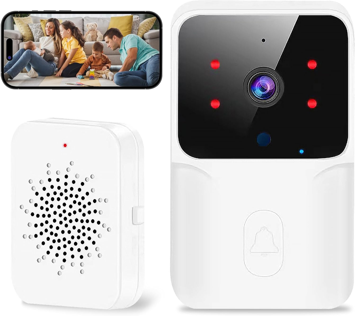 Universelle 1080p Hd Wlan-videotürklingel Mit Kamera Und Nachtsicht – Bewegungserkennung, Gegensprechfunktion, Einfache Installation – Smart-home-sicherheit