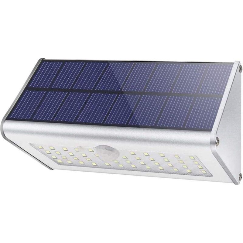 Solar-außenwandleuchte, 1100 Lm – 46 Leds – Aluminiumgehäuse – Bewegungssensor – Ip65 Wasserdicht – 4 Intelligente Modi – 4500 Mah