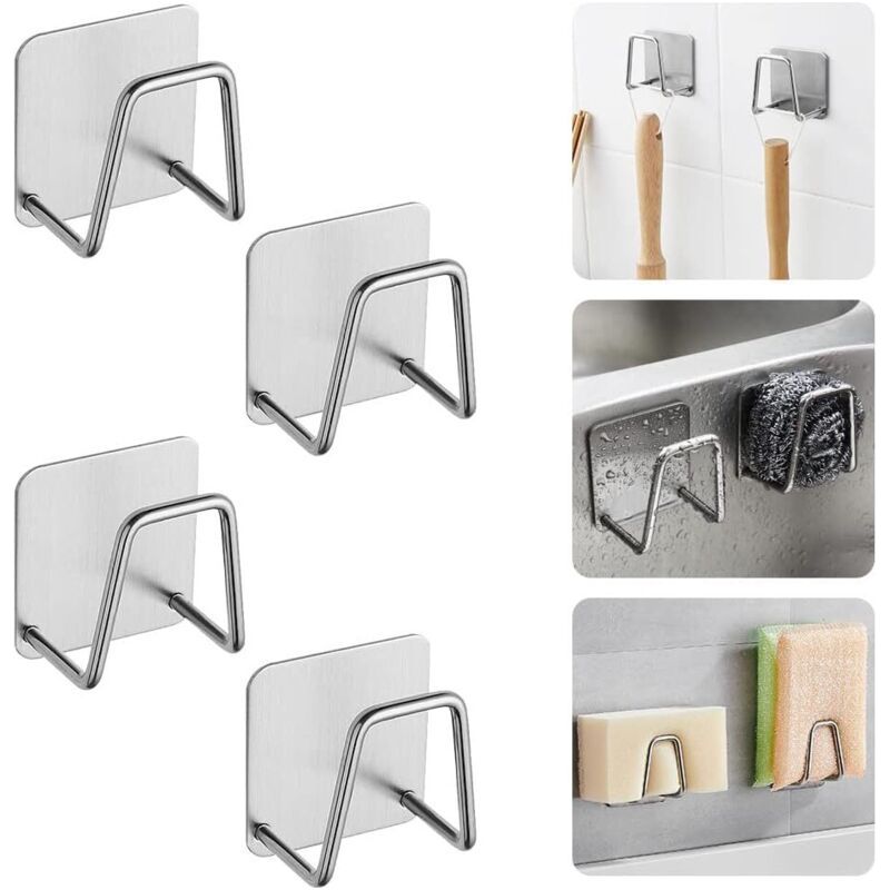 Selbstklebender Schwammhalter Aus Edelstahl 304 – Maße: 5 X 5 X 3,2 Cm – Feuchtigkeits- Und Korrosionsbeständig – Halterung Für Schwamm Und Bürste
