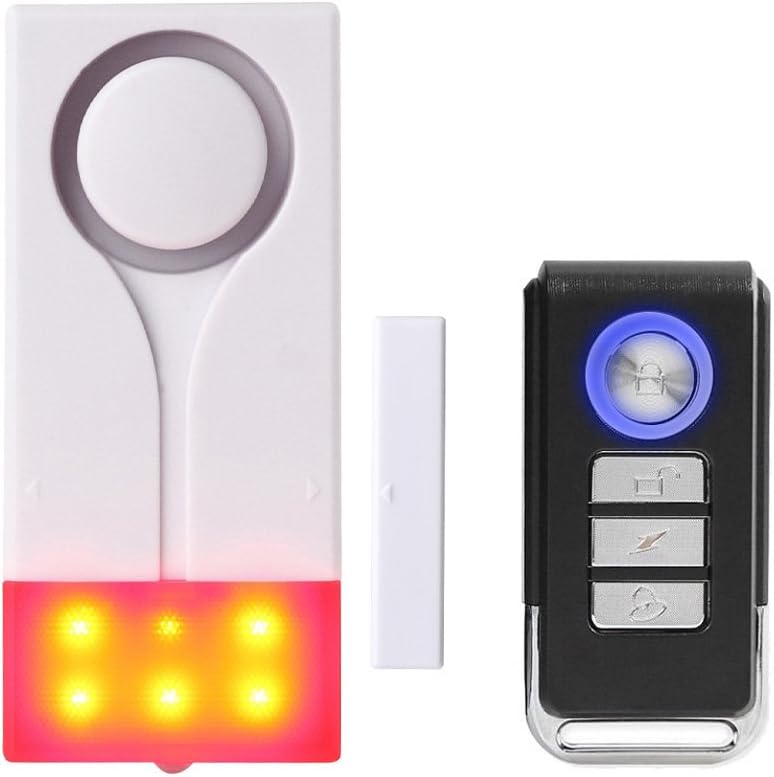 Mengshen Tür- Und Fensteralarm - Drahtloser Diebstahlalarm Mit Leistungsstarkem 105 Db-ton Und Hellem Licht, Einfache Installation (1 Alarm Und 1 Fernbedienung)