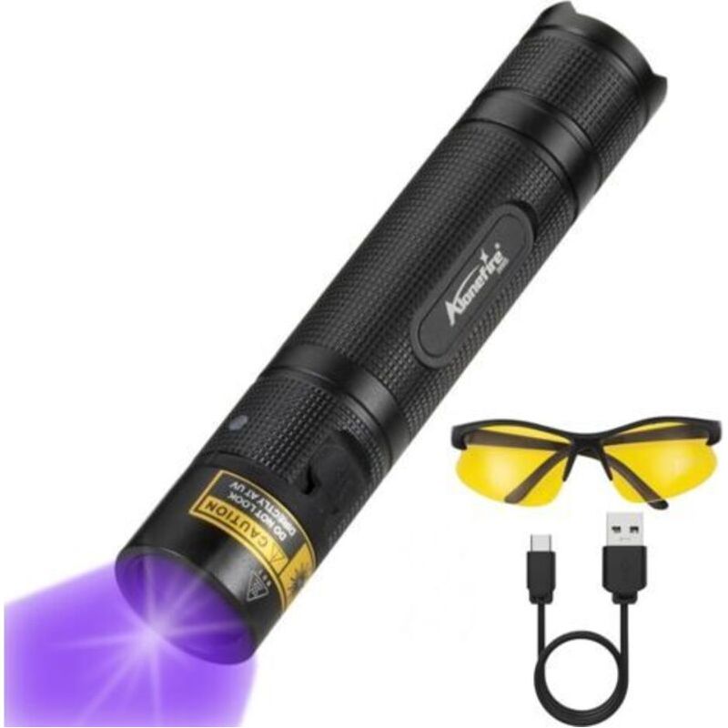 Sv005 10w 365nm Leistungsstarke Wiederaufladbare Uv-led-taschenlampe Zur Urinuntersuchung Mit Uv-schutzbrille, Inklusive Batterie, Zum Aushärten Von Harz, Farbe Und Fluorescein