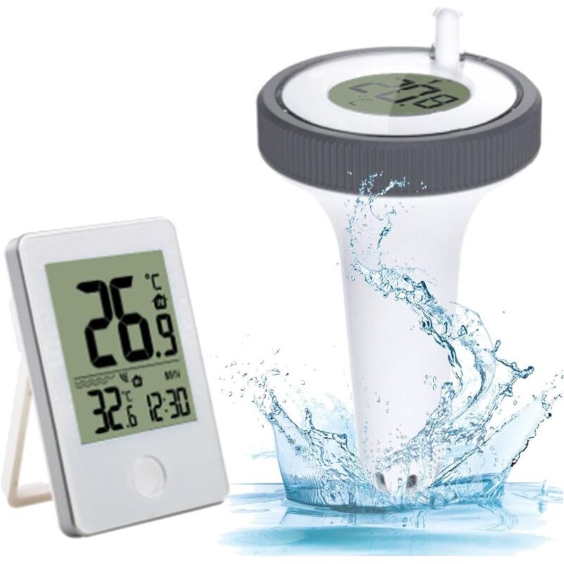 Kabelloses, Elektronisches Schwimmthermometer Für Pools – Genauigkeit ± 1 °c – Reichweite 60 M – Innen-/außendisplay – Wasserdicht Nach Ip67