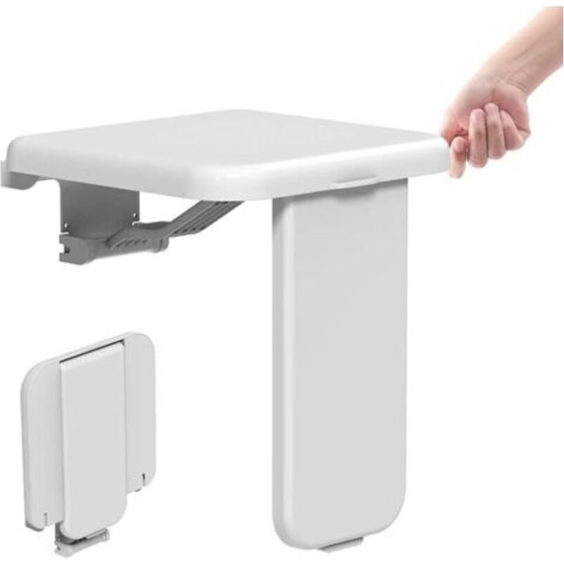 – Wandmontierter, Klappbarer Duschsitz – Rutschfester Stuhl Für Senioren – Belastbarkeit: 200 Kg – Edelstahl Und Abs-kunststoff – Weißes Design