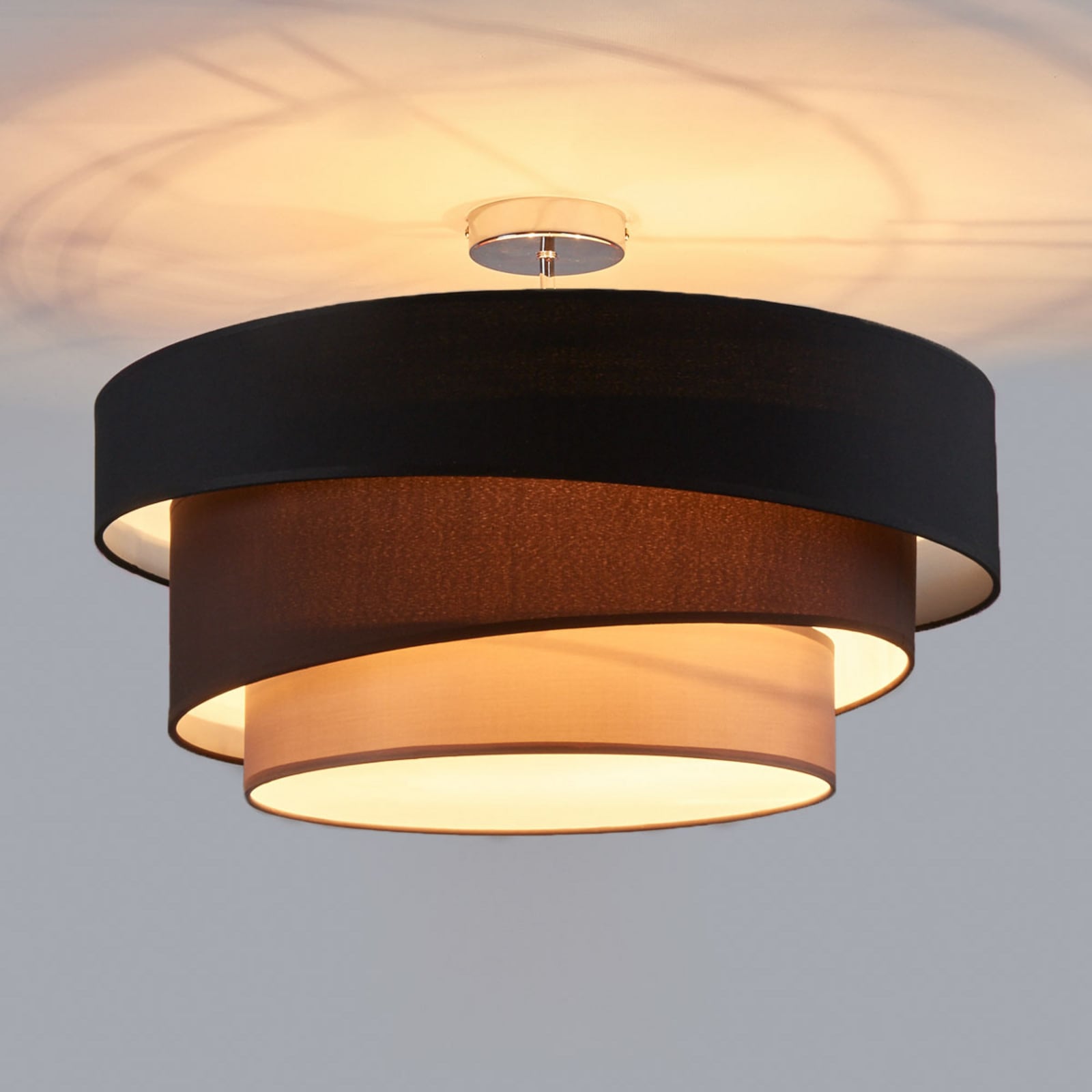 [neuwertig] B-ware Lindby Deckenleuchte Melia Led Lampe Leuchte Dimmbar Schwarz Braun Ø56cm