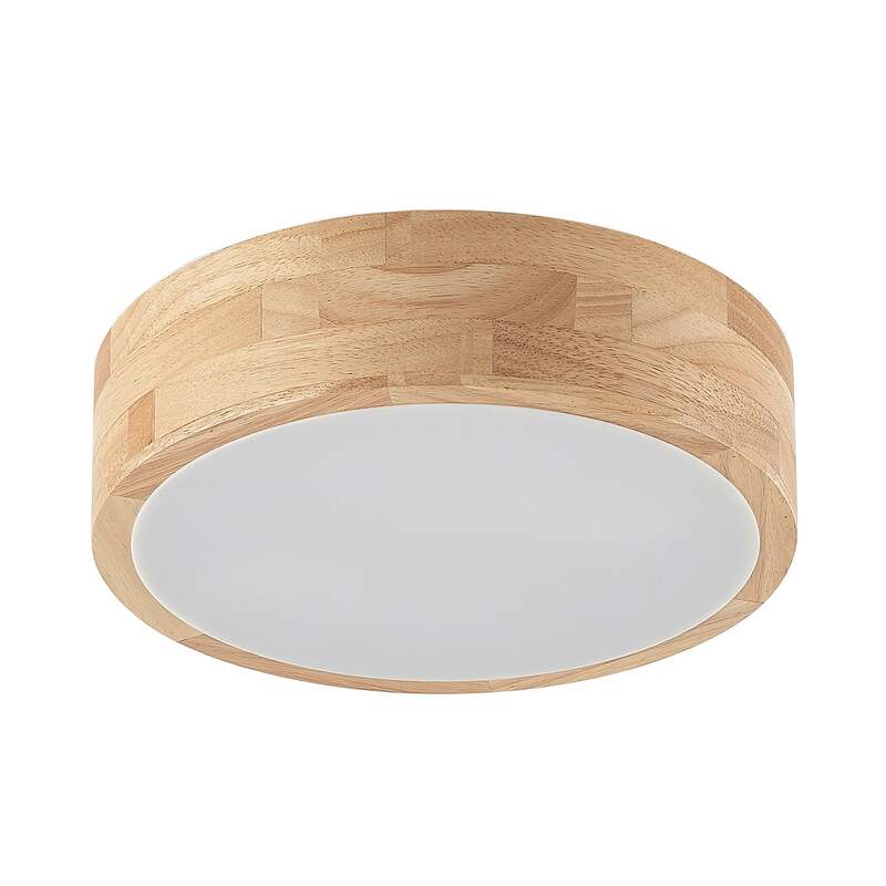 [gebraucht] B-ware Lindby Deckenlampe Tanju Led Lampe Leuchte Dimmbar Holz Ø30cm Weiß 2-flg