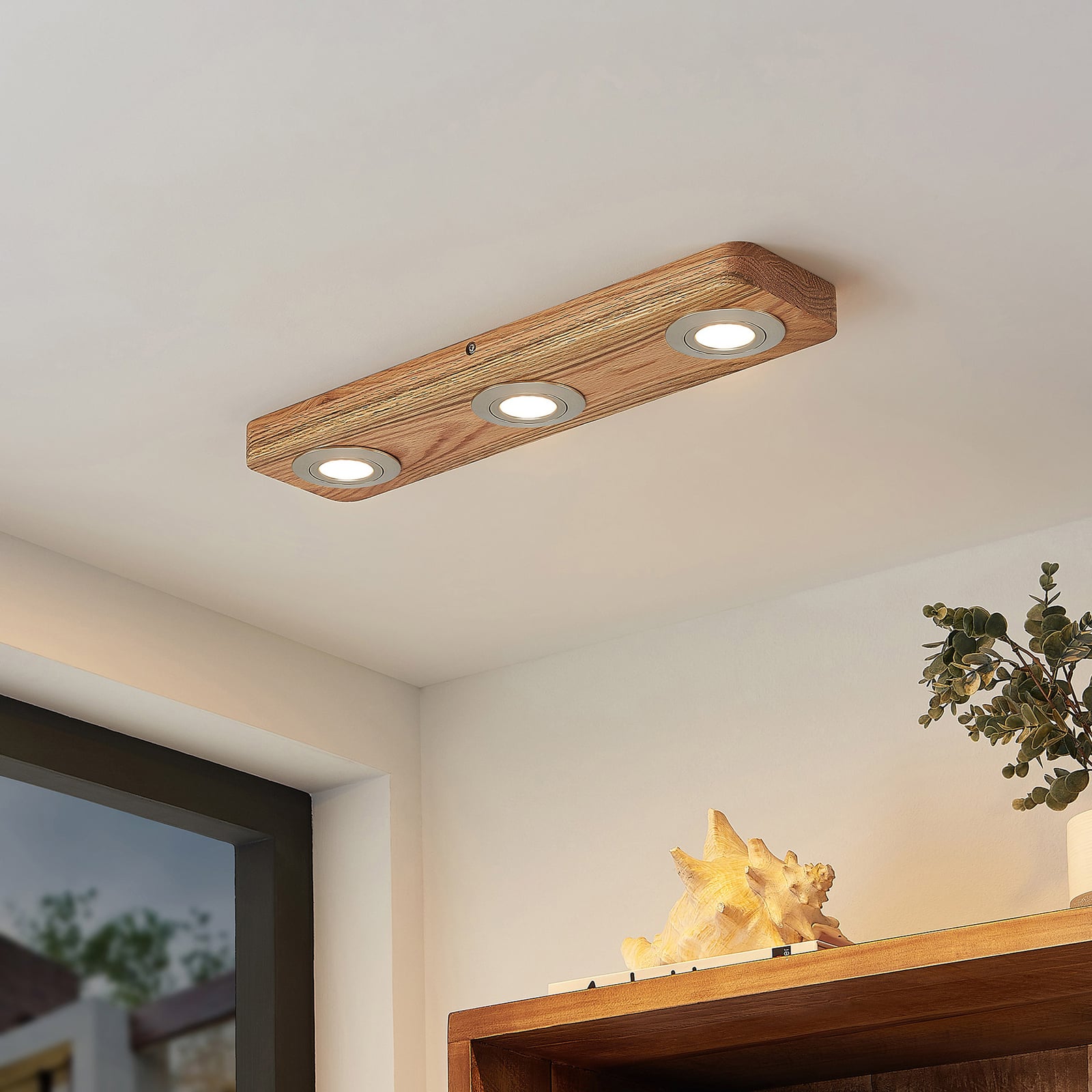 [gebraucht] B-ware Lindby Deckenleuchte Mikari Led Hängeleuchte Lampe Leuchte Holz Schwenkbar 48cm