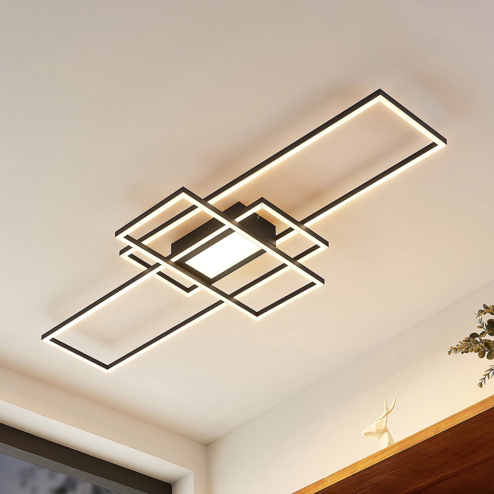 [neuwertig] B-ware Lindby Deckenlampe Caitlin Led Dimmbar Anthrazit Cct Fernbedienung 105x42cm