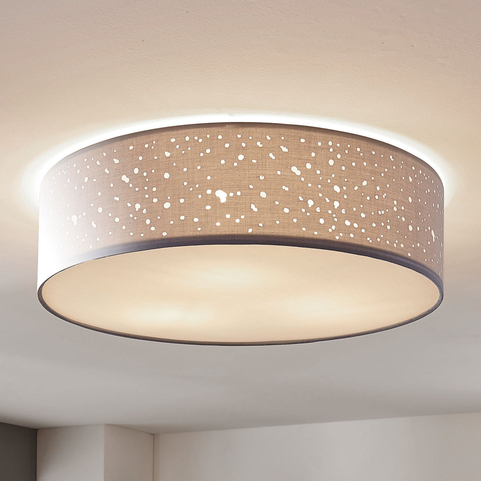 [neuwertig] B-ware Lindby Deckenlampe Deckenleuchte Umma Led Lampe Grau Ø50cm E27 Dimmbar Leuchte