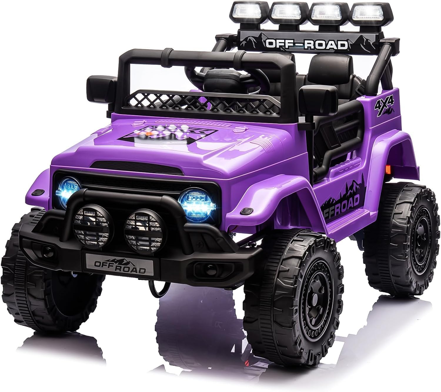 12v Kinder Elektroauto Für Kinder Mit 2.4g Fernbedienung, 3 Geschwindigkeiten, Musik, Led Und Lautsprecher, Allradantrieb, Sanftanlauftechnologie, 3+(lila)