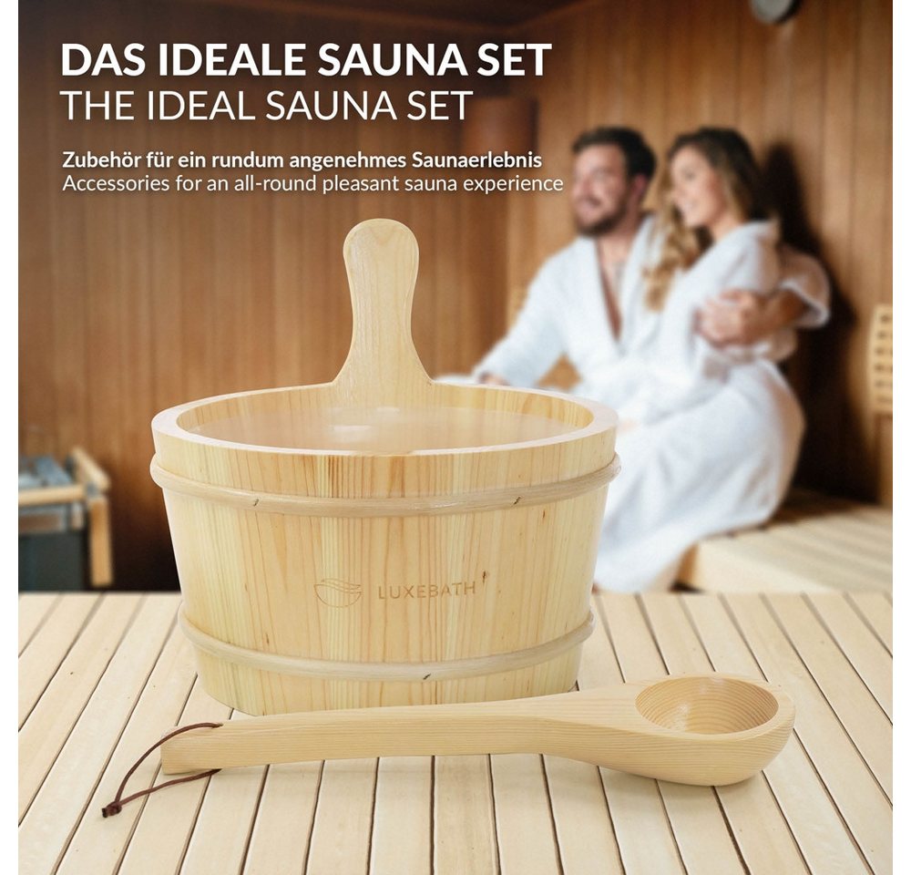Luxebath Sauna Zubehör Set, Holzeimer Und Saunakelle, Saunaset Als Geschenk