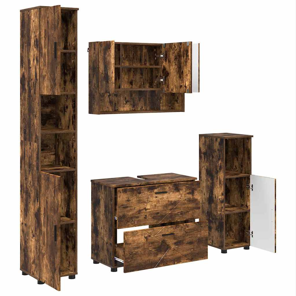 Maison Exclusive - Badezimmermöbel-set 4 Stk. Geräucherte Eiche 3