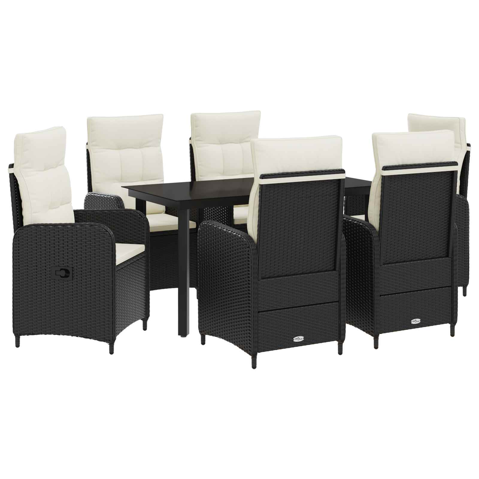 Maison Exclusive - Garten Essgruppe 7 Stk. Schwarz Und Cremeweiß