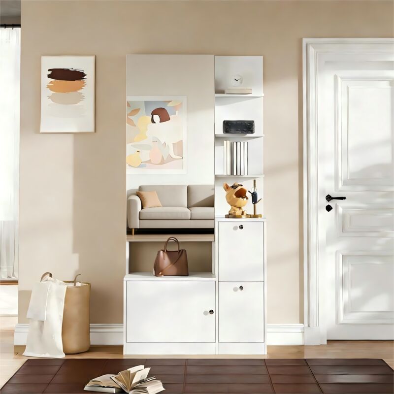 Multifunktionale Flurgarderobe Mit Stauraum, Schuhschrank , Mit Schubladen, Schränken Und Regal, Weiß, 8540180cm