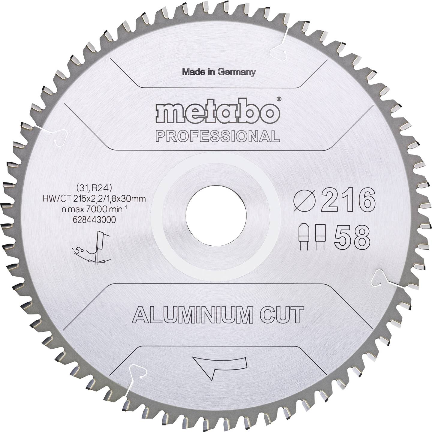 [neuwertig] B-ware Metabo Kreissägeblatt Aluminium 216mm 58 Zähne 1 Stück Präzisionsschnitte
