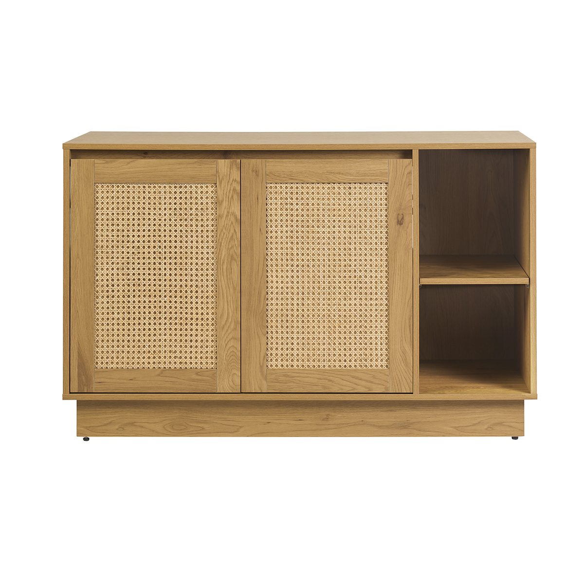 Badmöbel In Heller Holzoptik, Eiche Und Rattangeflecht B120 Cm Alicante