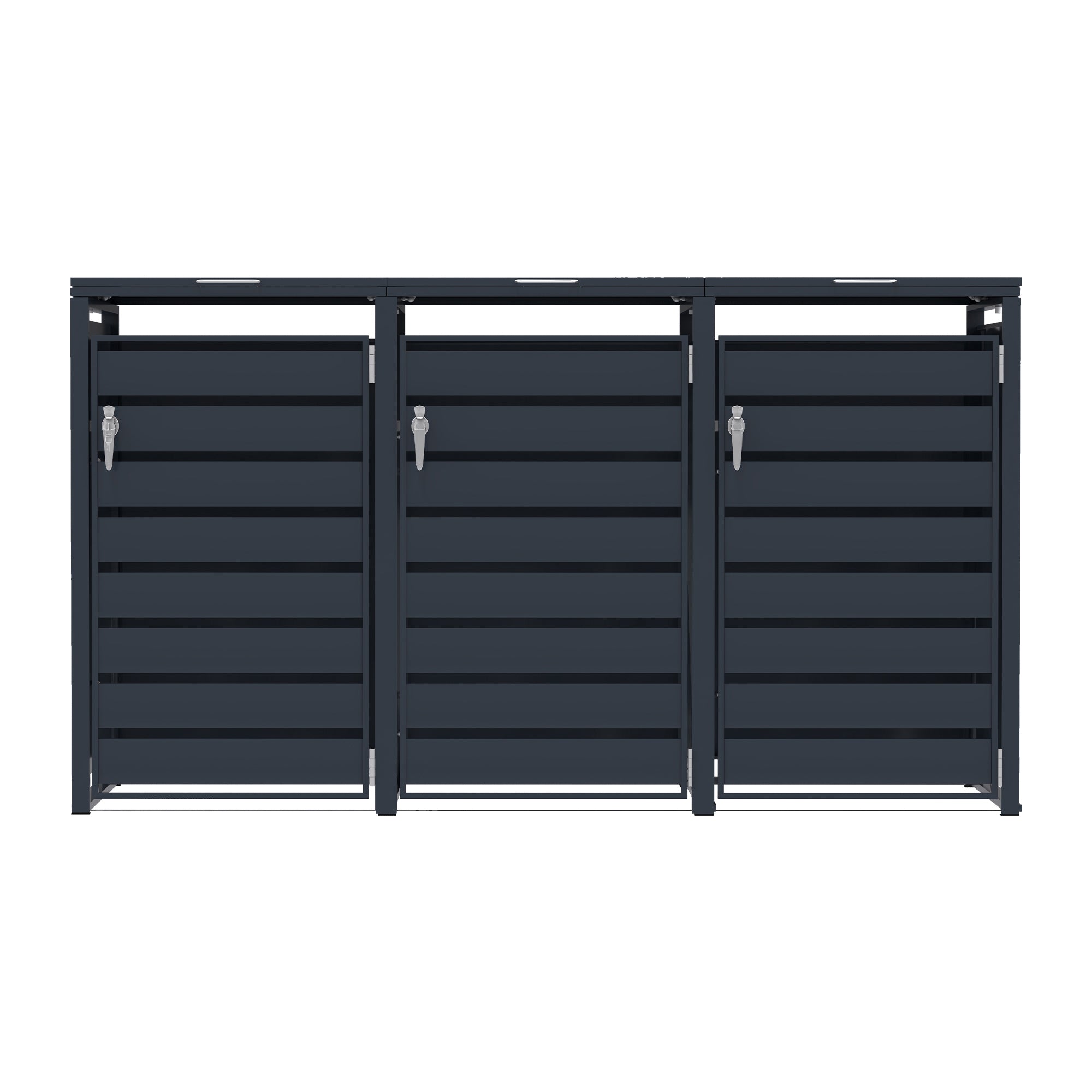 Dreifach Mülltonnenbox Aus Metall Mit Grauer Türmonster Shop
