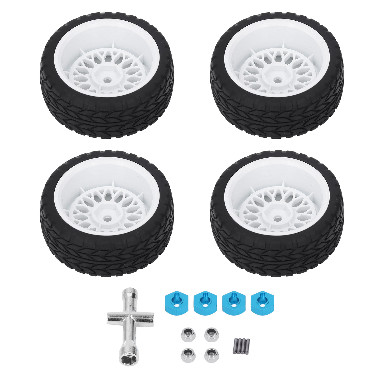 Satz Mit 4 Gummireifen Für 1/10 Rc-autos, Kunststofffelgen, Besserer Grip, Stabil, Weiß.