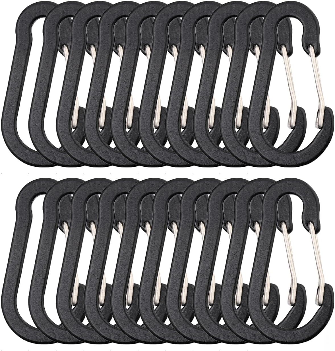 20er-pack Karabiner – 50 Mm – Schwarz Eloxiertes Aluminium – Multifunktionale, Sichere Befestigung – Wandern, Camping, Alltag – Kompakte Größe