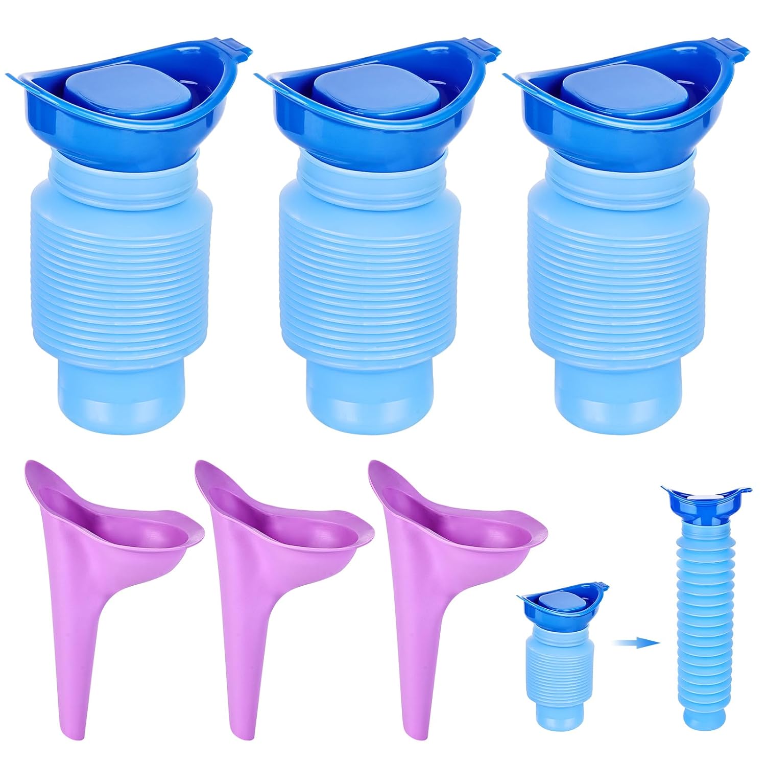 Set Mit 6 Einziehbaren Urinalen, Notfall-reisetoiletten, 750 Ml, Universelles Mini-urinal Für Männer, Wiederverwendbares Notfall-urinal, Urinal Für Frauen, Kinder, Erwachsene, Staus
