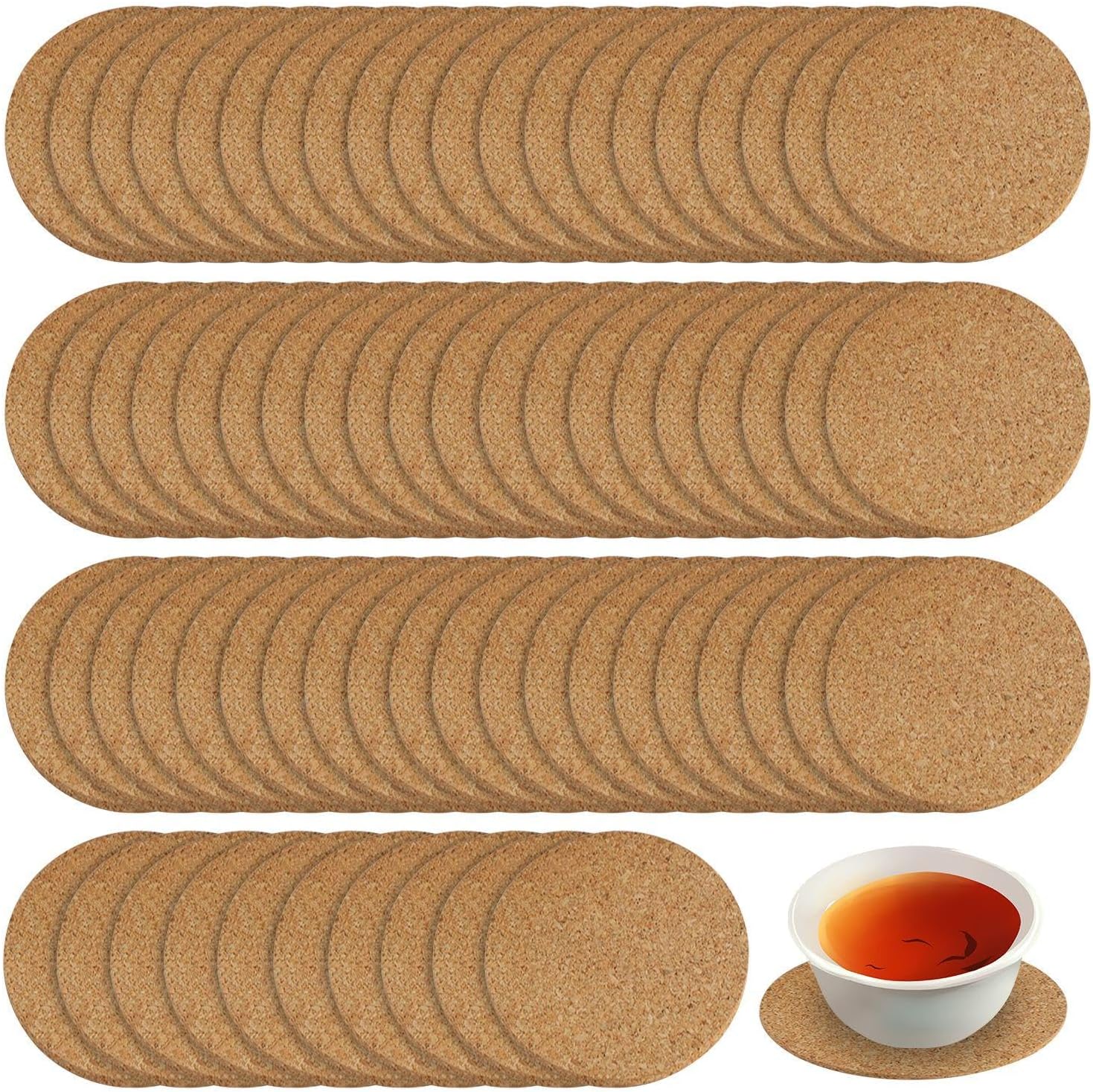 70 Korkuntersetzer – 70er-pack – Naturholz – Rutschfest Und Isolierend – Für Zuhause Und Gastronomie – 10 Cm, Holzfarbe