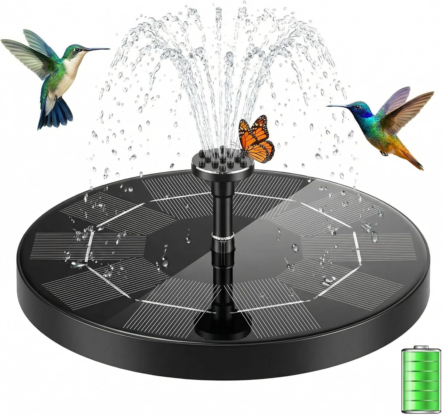 Solar-wasserpumpe – 1 Stück – Polycarbonat – Automatischer Springbrunnen Mit Batteriebetrieb – Für Garten Und Teich – 18 Cm