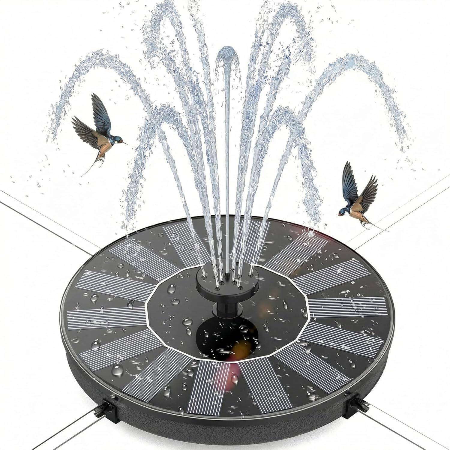 Solar-teichpumpe – 1 Stück – Abs+pc – 6 Düsen – Gartenteich & Vogeltränke – 2,5 W