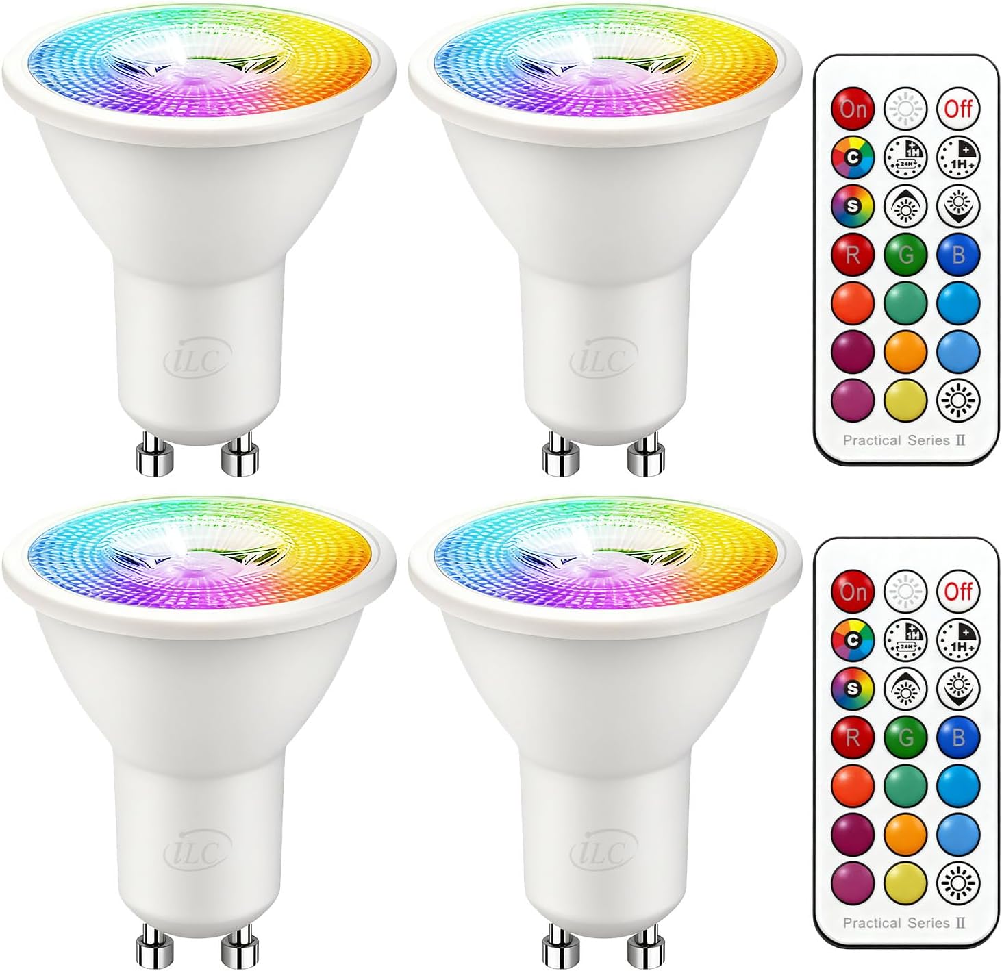 Mr16 Gu10 Rgbw Led-lampe – 4er-pack – Dimmbare Strahler, 450 Lumen – Inkl. Fernbedienung – Für Wohnzimmer Und Bühne
