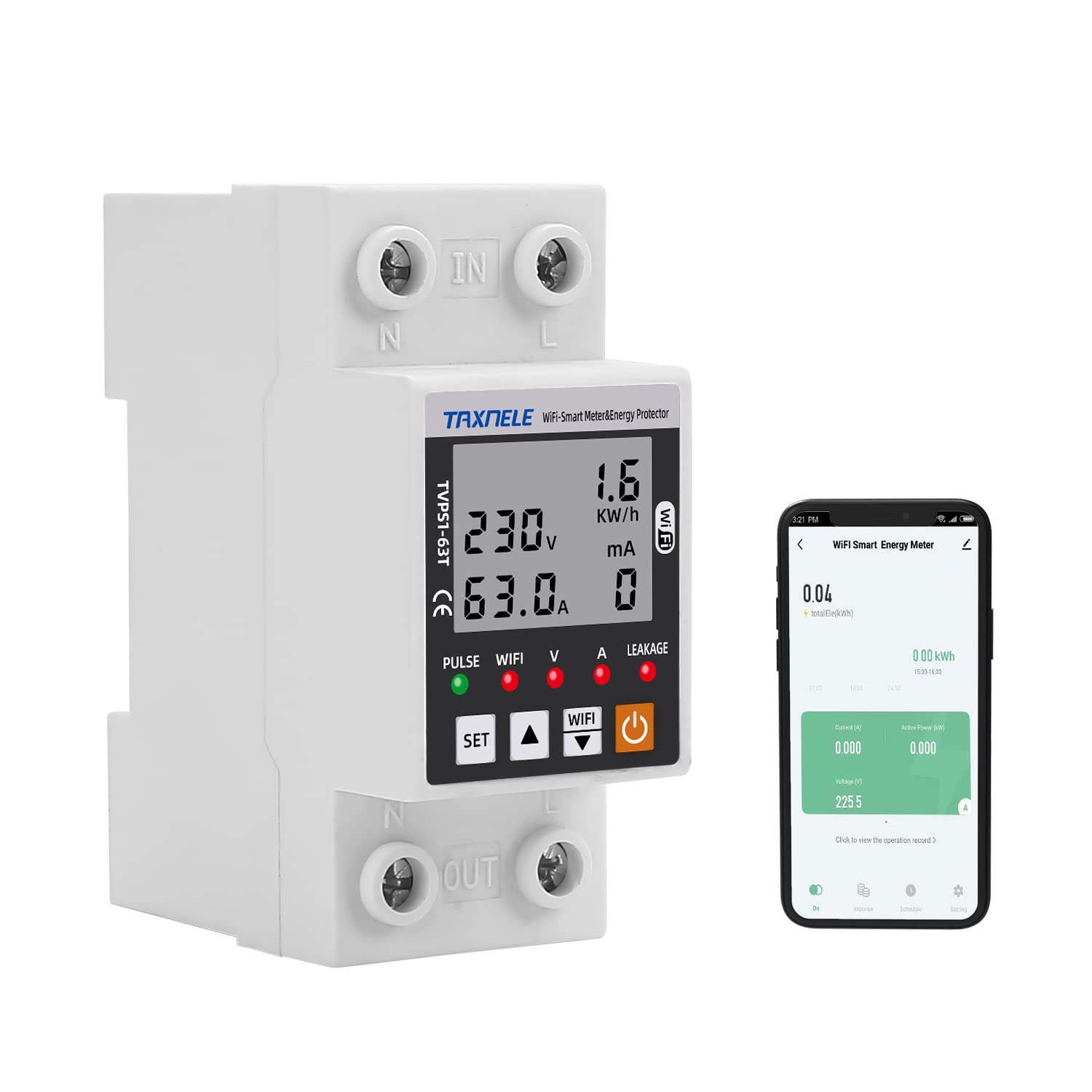 Wlan-energiezähler 63a – 1 Stück – Intelligentes Lcd-display – Schutz Vor Überspannungsableitungen – Smart Home – Schwarz