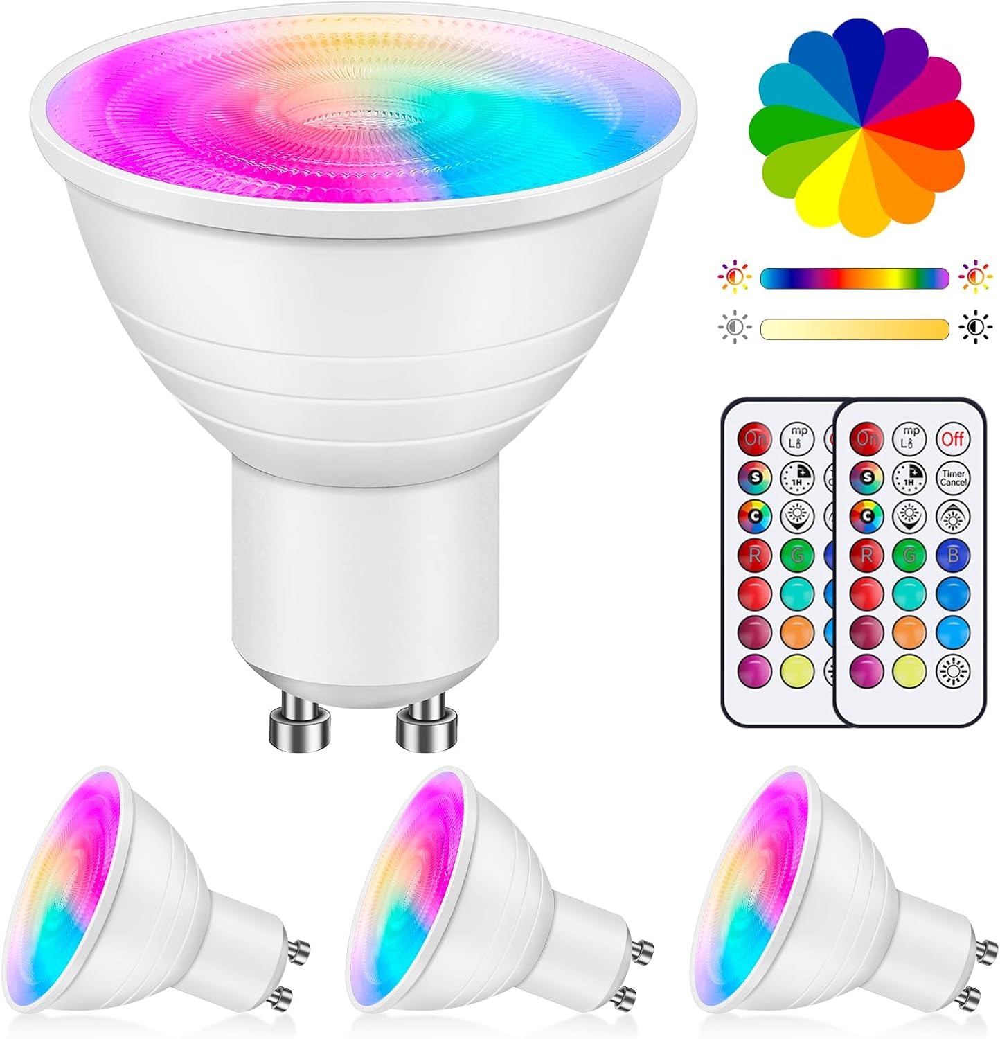 Gu10 5w Rgb Led-strahler – 4er-pack – Dimmbare, Mehrfarbige Lampen Mit Fernbedienung – Für Wohnzimmer, Schlafzimmer, Party
