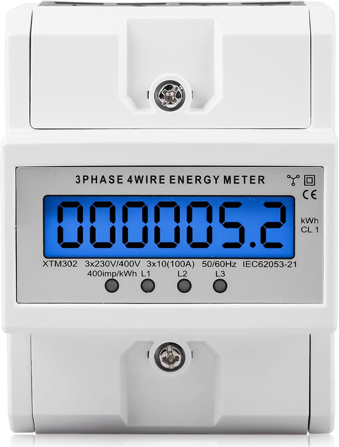 Drehstromzähler – 1 Stück – Abs-kunststoff – Messbereich: 230/400 V, 100 A – Industrielle Din-schienenmontage – 98 X 72 X 58 Mm