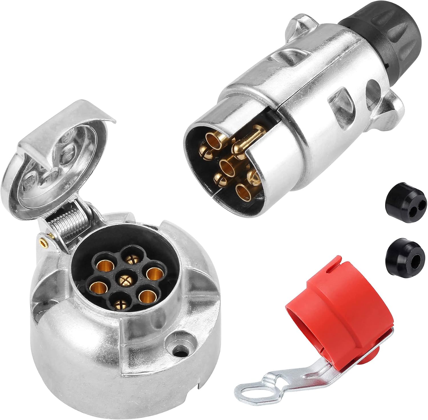 7-polige Anhängersteckdose – 2er-pack – Metall – Wasserdicht – 12 V – Auto & Wohnwagen – Iso 1724