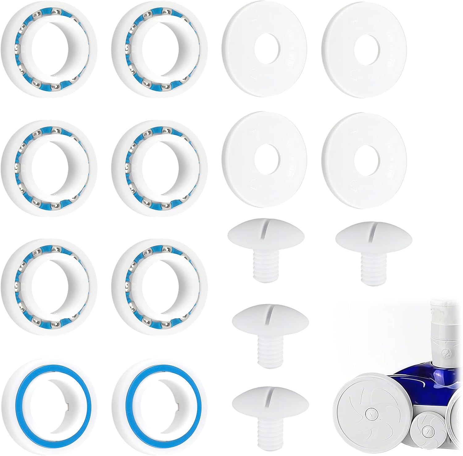 Reparaturset Für Poolroboter – 8 Lager, 4 Schrauben, 4 Unterlegscheiben – Edelstahl – Für Polaris 280 180