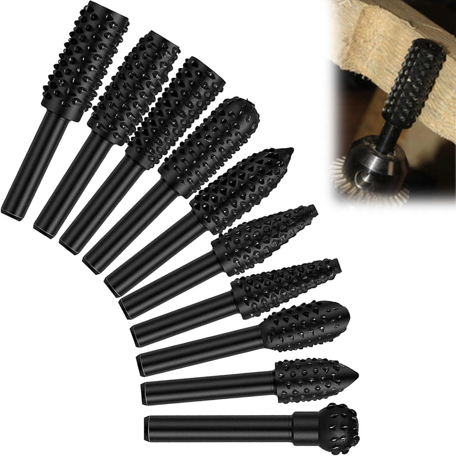 Holzfräser - 10er-pack - 45 Stahl - 6,3 Mm Schaft - Schnitzen Und Schleifen - Für Bohrmaschinen