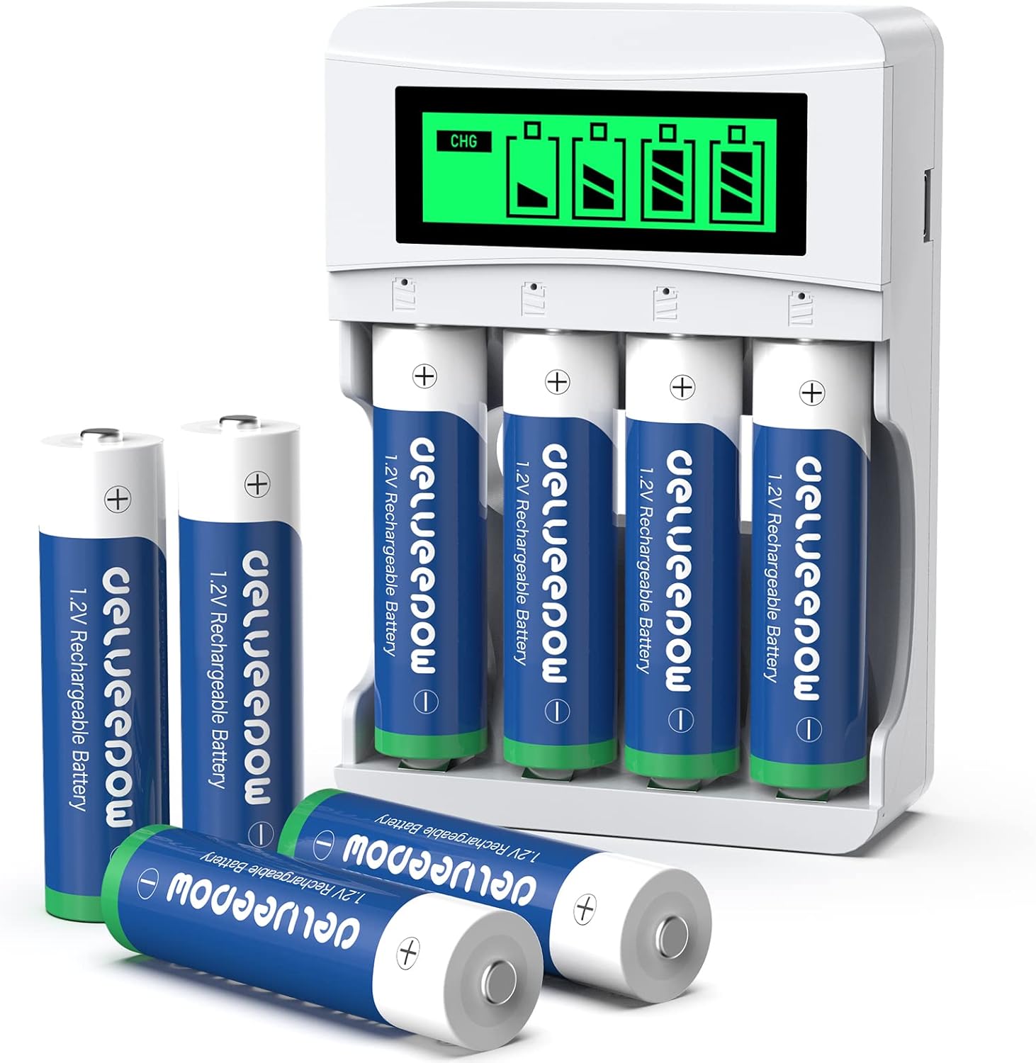 8er-pack Wiederaufladbare Aa-batterien – Nimh 3300 Mah – 4-steckplatz-lcd-ladegerät – Für Elektronische Geräte