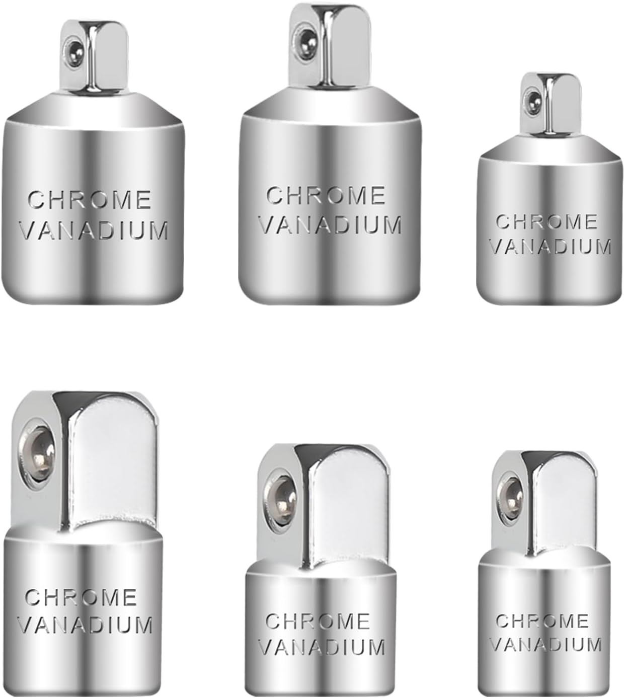 6-teiliger Steckschlüssel-adaptersatz – Chrom-vanadium-stahl – 1/4" Auf 3/8" Auf 1/2" Umrüstung – Für Schlagschrauber Und Ratschen – Kfz-reparatur