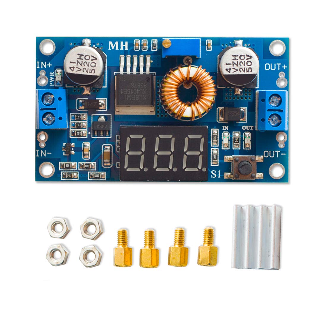 Dc/dc-abwärtswandlermodul 5a 75w – Mit Led-voltmeter Und Anschlüssen – Einstellbar Von 1,25v Bis 36v