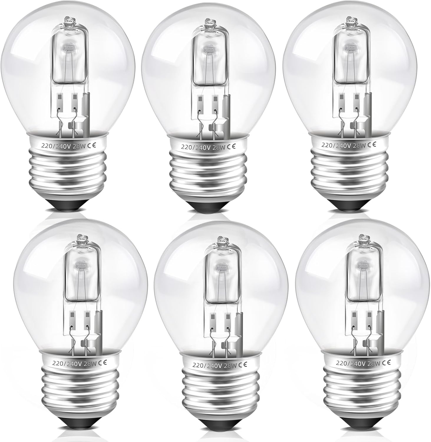 E27 G45 Glühbirne - 6er-pack - Klarglas - Dimmbar 28w - Warmweiß 2700k - Für Kronleuchter
