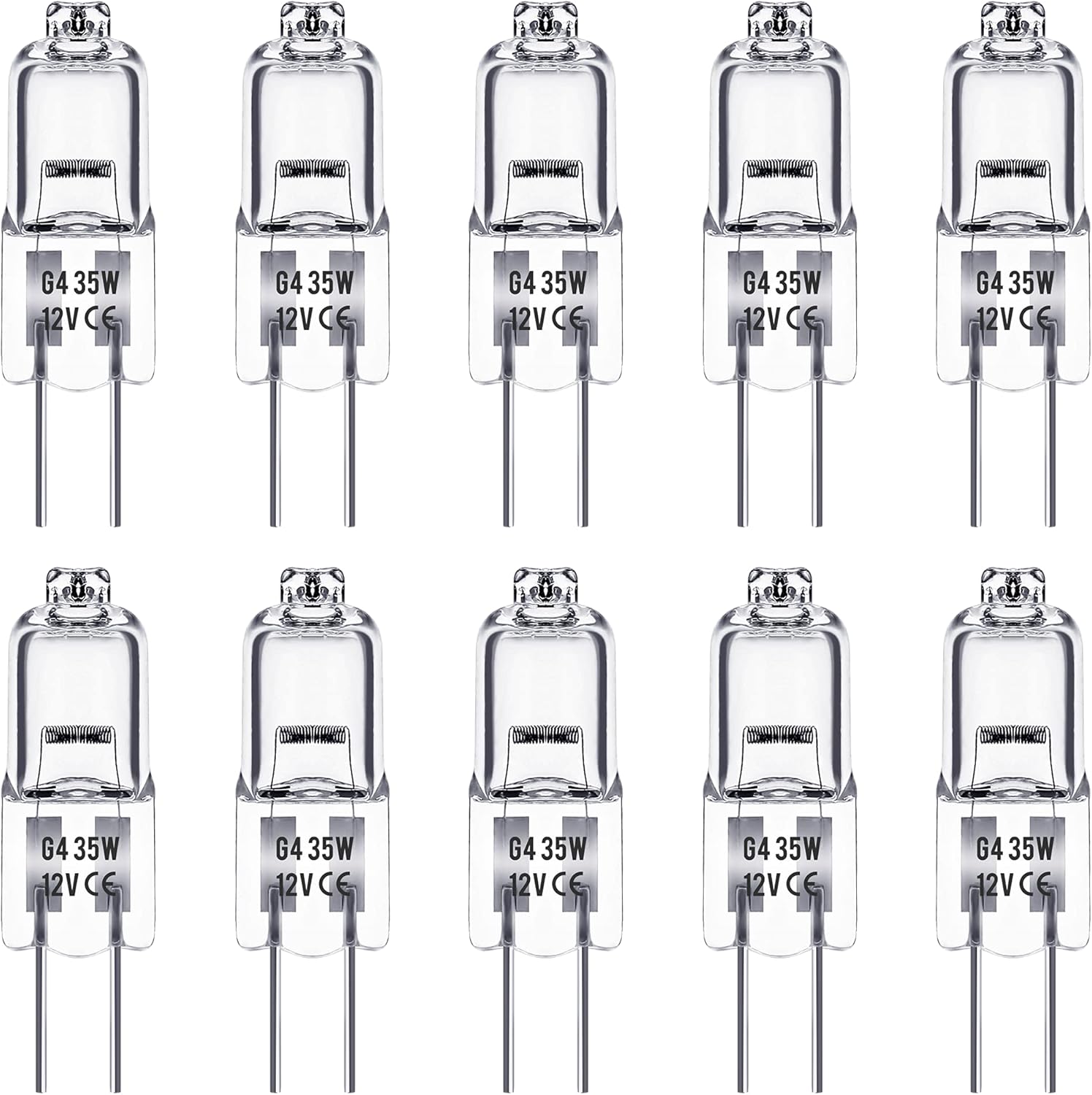 G4-halogenlampe – 10er-pack – 35 W, 12 V – Dimmbar – Warmweiß (2800 K) – 360° Abstrahlwinkel
