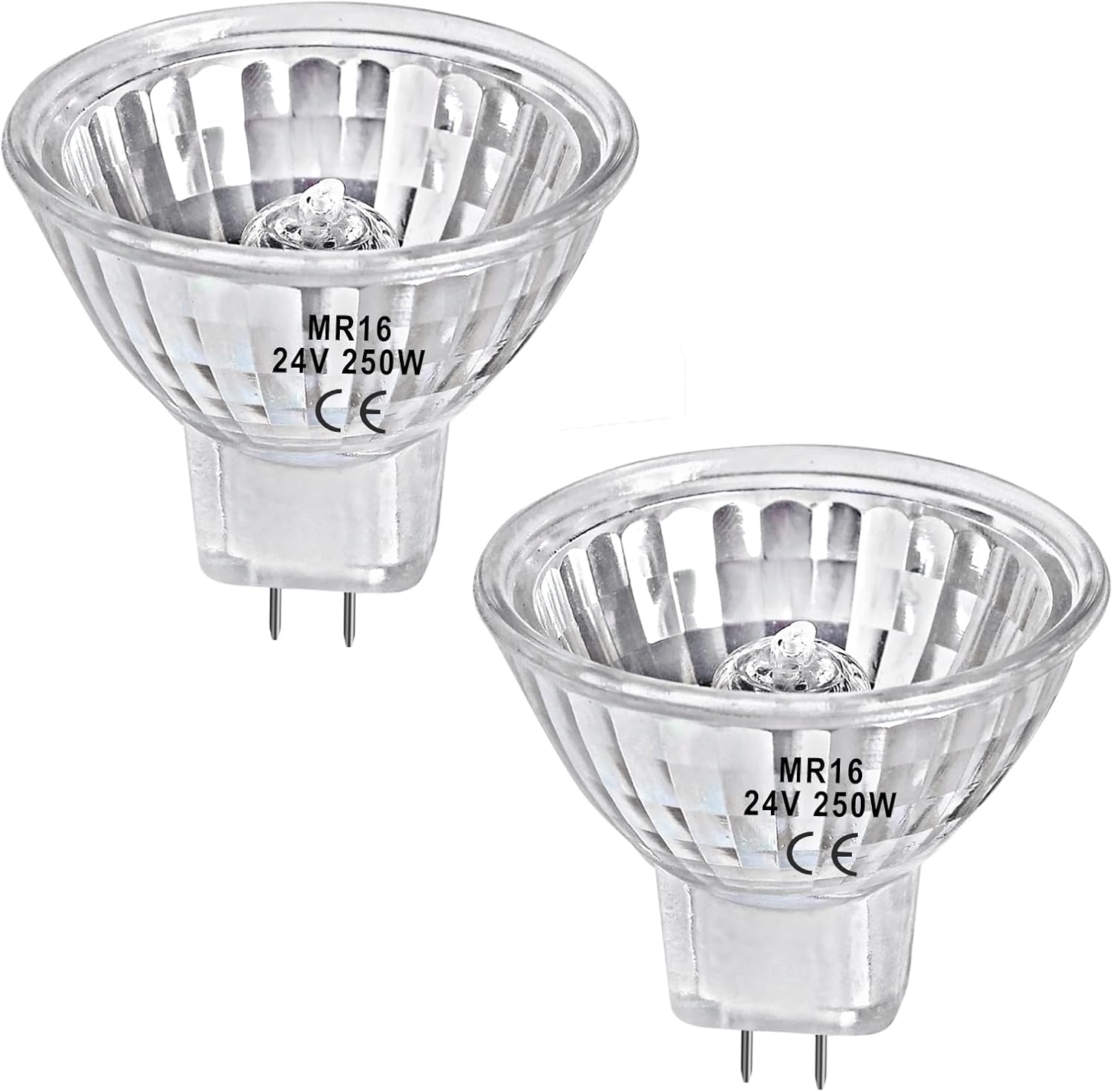 Mr16 Gu5.3 Halogenlampe – 2er-pack – 24 V, 250 W – Warmweiß (2700 K) – Dimmbar – 30° Abstrahlwinkel