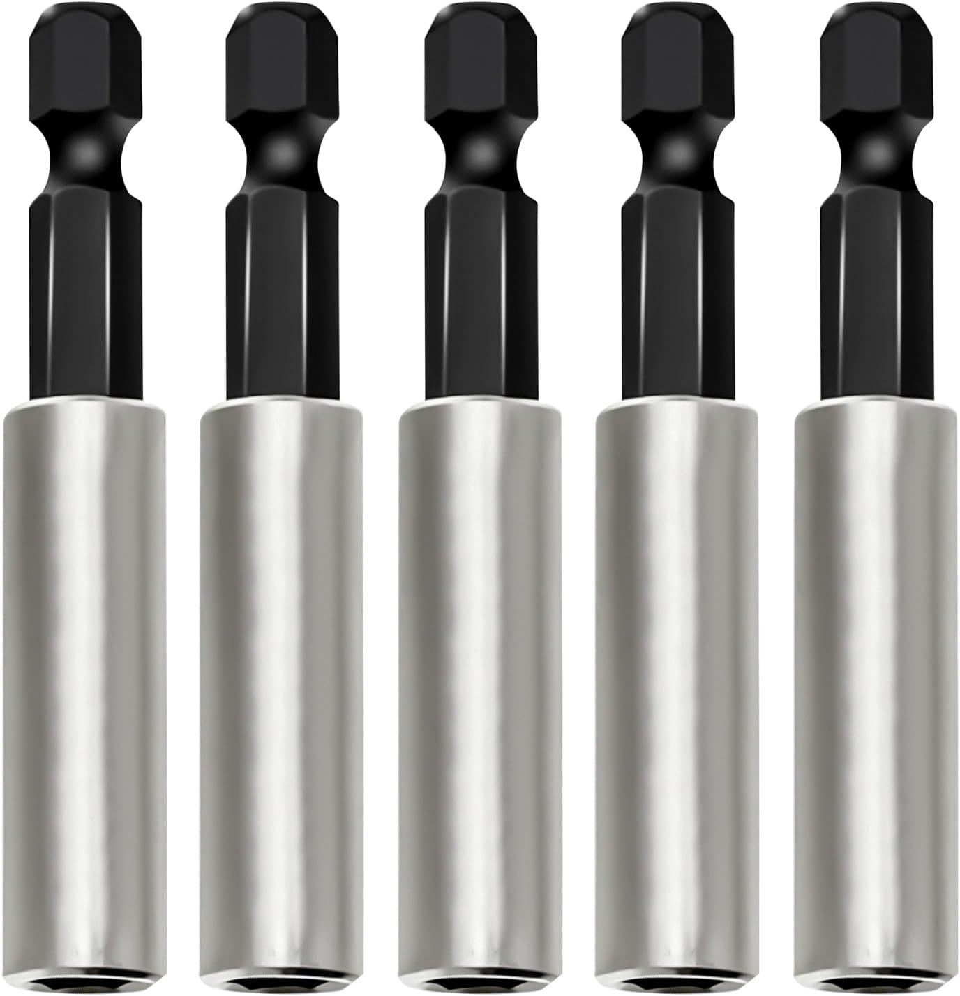 Bithalter – 5-teilig – Edelstahl – Magnetisch, 60 Mm – Für Bohrmaschinen Und Schraubendreher – 1/4 Zoll