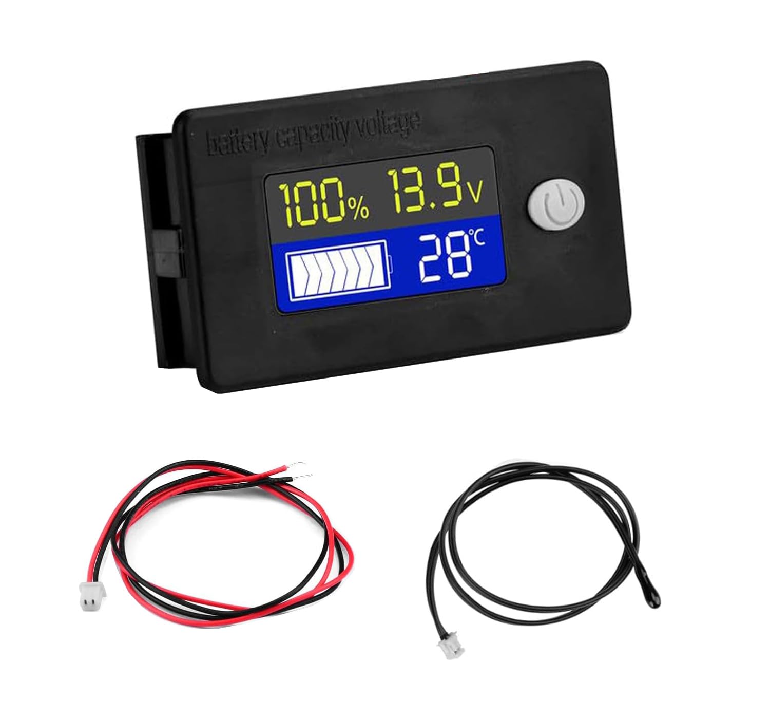 12v-72v Lcd-batterieanzeige - 1 Stück - Wasserdichtes Abs - Alarm Und Temperatursensor - Für Elektrofahrzeuge