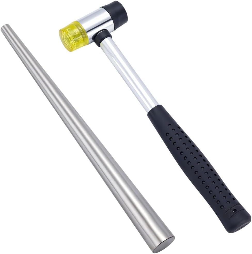 Ringvergrößerungsdorn Aus Stahl – 1 Set – Schmuckmesswerkzeug Und Gummihammer – Für Bastelarbeiten Und Kreationen – 27 Cm Und 25,5 Cm