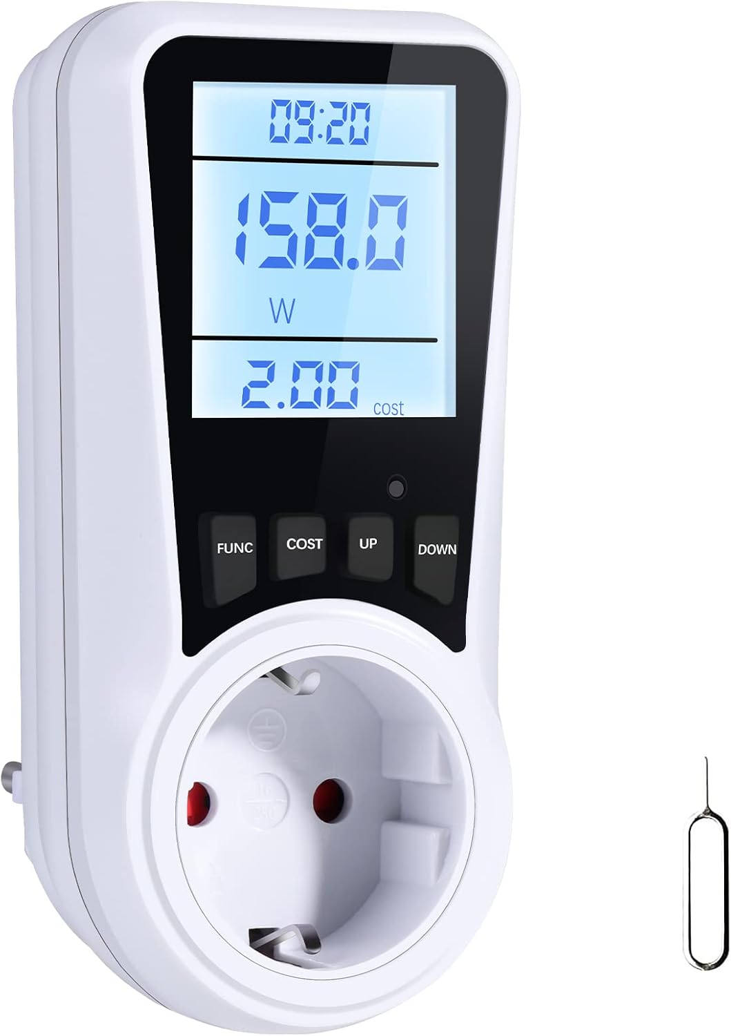 Stromzählerstecker – 1 Stück – Abs-kunststoff – 7 Überwachungsmodi – Energiesparmodus – Hintergrundbeleuchtetes Lcd-display