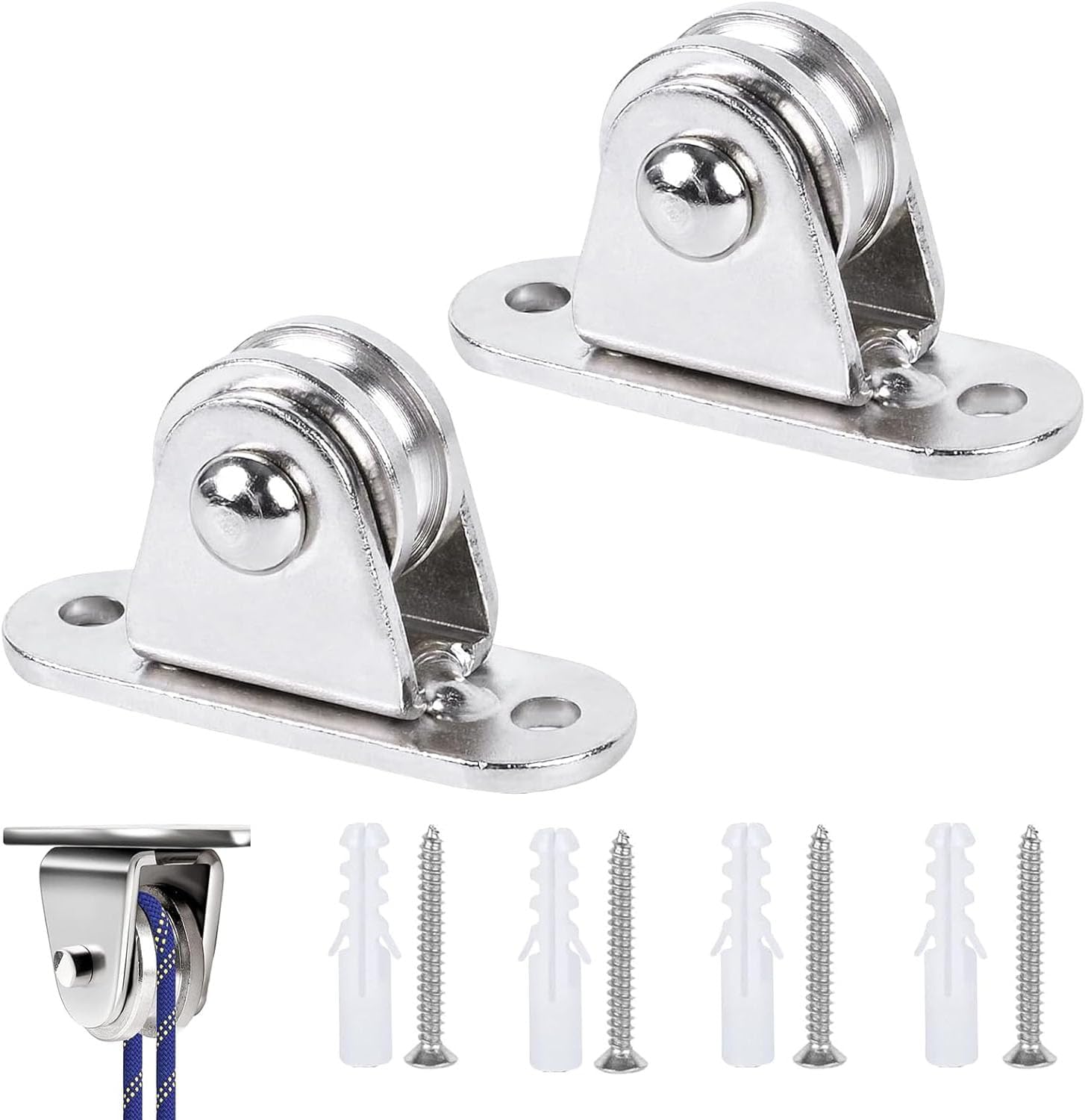 Metallrolle – 2er-set – Vernickeltes Eisen – Doppelt Gelagert – Für Vertikale Seile – 6,2 X 2,2 X 3,4 Cm